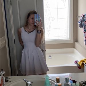 off white mesh semi formal dress, bejeweled collar